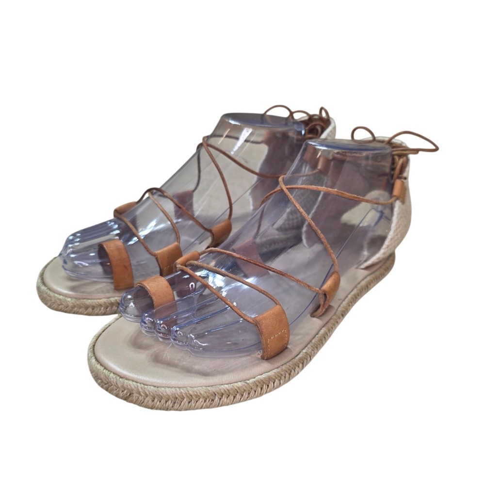 Ancient Greek Sandals Lace Up Gladiator Espadrille Flats Leather EU 38 US 8